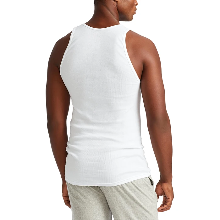 POLO RALPH LAUREN Classic Fit w/Wicking 3-Pack Tank Undershirts 3 White/Cruise Navy Pp XL by POLO RALPH LAUREN - Image 4
