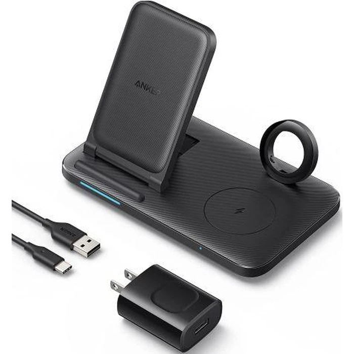 Anker Foldable 3-in-1 Wireless Charging Station with Adapter (BDGH4715) - Black by Anker - Image 1