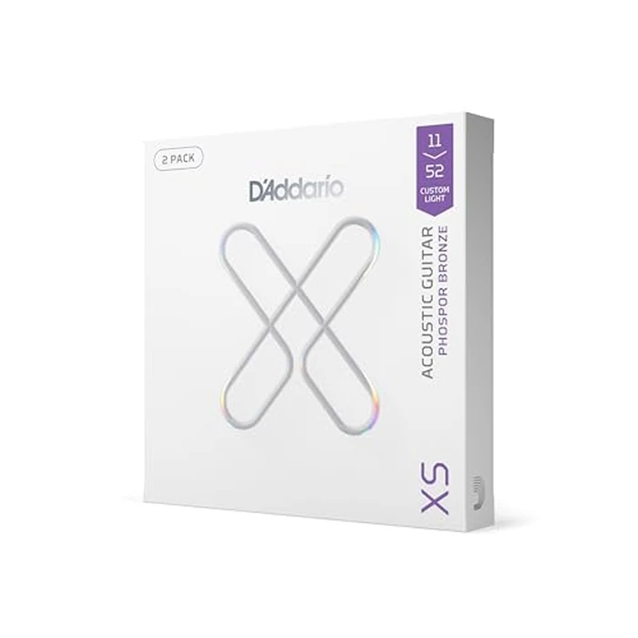 D'Addario Acoustic Guitar Strings, XS Phosphor Bronze Coated, XSAPB1152-2P, Custom Light 11-52, 6-String Set, Pack of 2 by D'Addario - Used - Like New condition