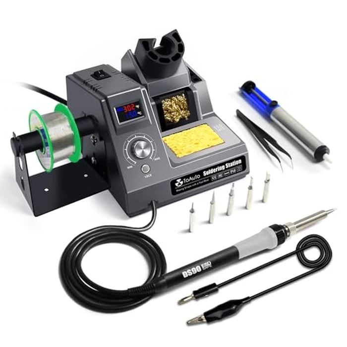TOAUTO DS90 Soldering Station- degreesF & ℃ Dual Digital Display Soldering Iron Station Kit,90W Soldering Iron,302 degreesF 842 degreesF Temperature, Anti-Static Design & Grounding Wire, Auto Standby & Sleep,5 Solder Tips by TOAUTO - Used - Like New condition - CA$68.20