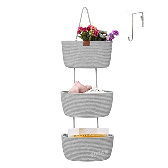 GOCAN Door Organizer and Storage,Hanging Closet Organizer,Hanging Storage Over The Door Organizer 3 Tier Dorm Room Essentials Bathroom Organizer,Decorative for Bathroom and Bedroom,Grey by GOCAN - Used - Very Good condition - CA$24.21