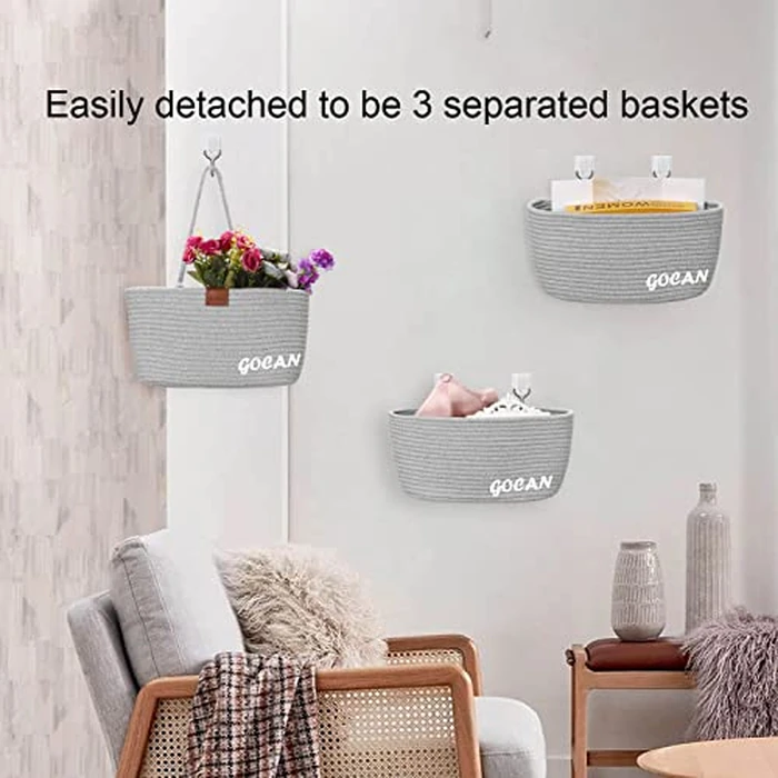 GOCAN Door Organizer and Storage,Hanging Closet Organizer,Hanging Storage Over The Door Organizer 3 Tier Dorm Room Essentials Bathroom Organizer,Decorative for Bathroom and Bedroom,Grey by GOCAN - Image 5