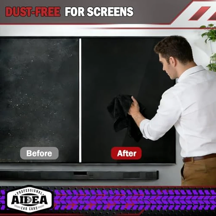 AIDEA Microfiber Cleaning Cloths Black 50PK, Microfiber Towels for Cars, Premium Car Cloth, Dusting Cloth Lint Free Cleaning Rags for SUVs, House, Kitchen, Window, Workshops,12x12" by AIDEA - Image 6