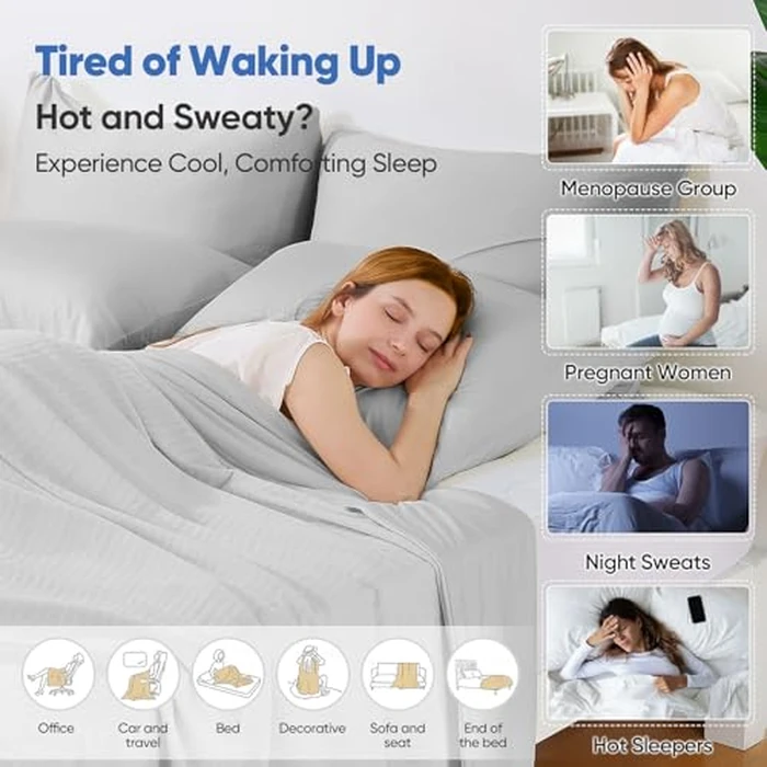Marchpower Cooling Blanket, Double-Sided Summer Blanket, Arc-Chill 3.0 Cold Blanket (Q-max > 0.5), Soft Chenille Throw, Lightweight Breathable Cool Blanket for Hot Sleepers, Grey, Queen, 79" X 86" by Marchpower - Image 6