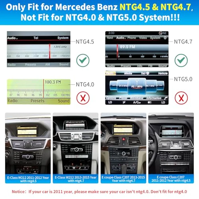 Road Top Wireless CarPlay & Android Auto Retrofit Kit for Mercedes-Benz E-Class W212 E Coupe C207 2012-2015, NTG4.5/4.7 System, CarPlay Interface Decoder, MirrorLink, Backup Camera, OEM Knob Control by Road Top - Image 2