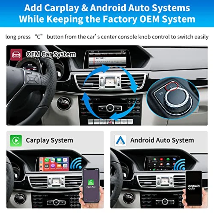 Road Top Wireless CarPlay & Android Auto Retrofit Kit for Mercedes-Benz E-Class W212 E Coupe C207 2012-2015, NTG4.5/4.7 System, CarPlay Interface Decoder, MirrorLink, Backup Camera, OEM Knob Control by Road Top - Image 3
