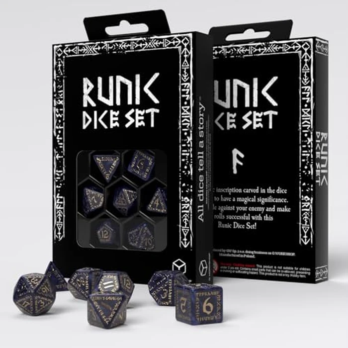 Runic Dice Set: Mixed Blue & Gold for Ages 14 and Up, 1+ Players by Q Workshop - Image 2
