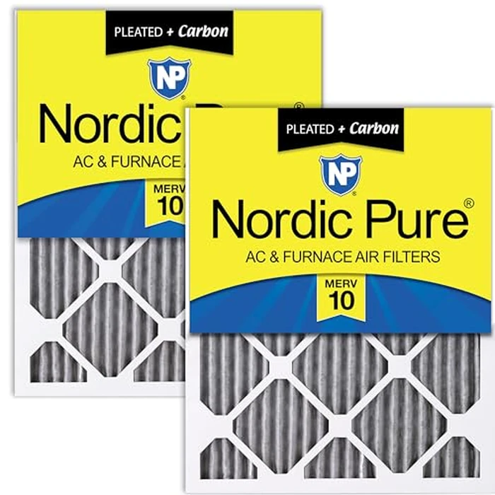 Nordic Pure 16x25x1 (Actual Size: 15 1/2 x 24 1/2 x 3/4) Furnace Air Filters MERV 10 Pleated Plus Carbon 2 Pack by Nordic Pure - Used - Very Good condition - US$13.58