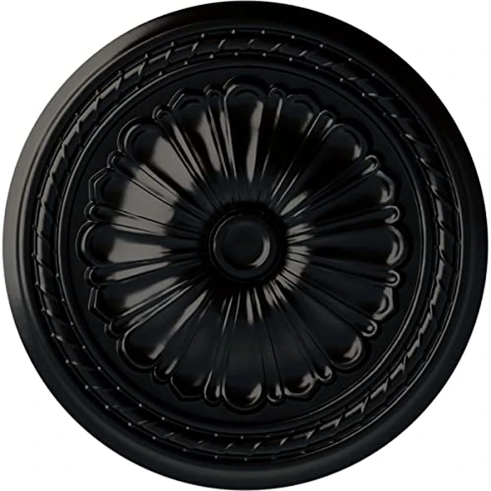 Ekena Millwork CM20ALBLF Alexa Ceiling Medallion, 20 1/2 OD x 1 7/8 P, Jet Black by Ekena Millwork - Image 1