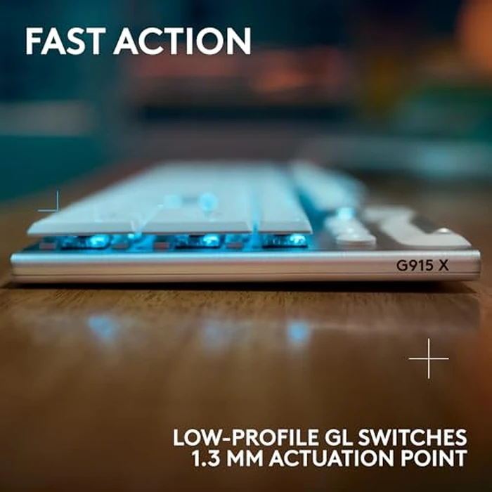Logitech G915 X Lightspeed Low-Profile Wireless Gaming Keyboard, Double-Shot PBT Keycaps, Fully Programmable Keys, RGB Backlighting, Sleek Aluminum Finishing, GL Brown Tactile Switches - White by Logitech G - Image 3