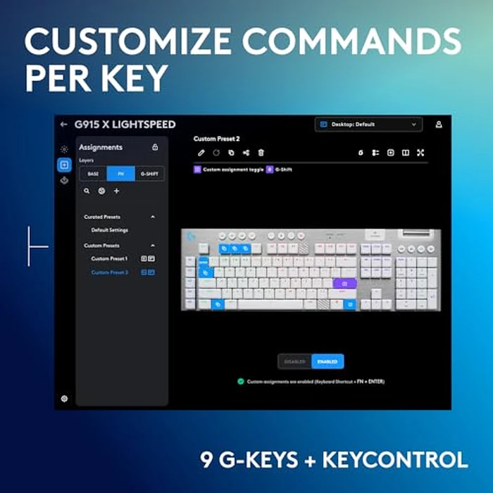 Logitech G915 X Lightspeed Low-Profile Wireless Gaming Keyboard, Double-Shot PBT Keycaps, Fully Programmable Keys, RGB Backlighting, Sleek Aluminum Finishing, GL Brown Tactile Switches - White by Logitech G - Image 4