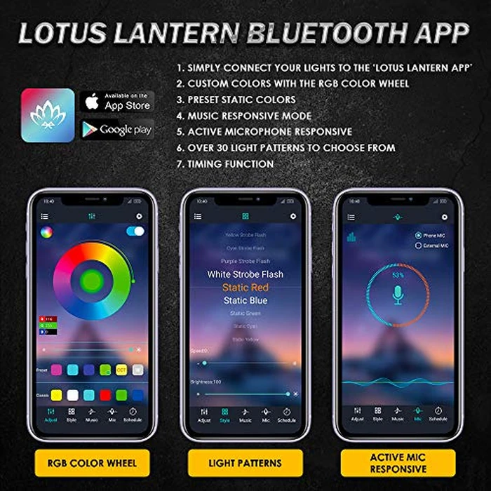 Xprite 4Pcs Underglow LED Lights for Cars, 8 Color RGB 252 LEDs Sound Active Function Music Mode Underglow Kit, Bluetooth APP & Remote Control, Waterproof Underbody Neon Strip Light for Car SUV Truck by Xprite - Image 4