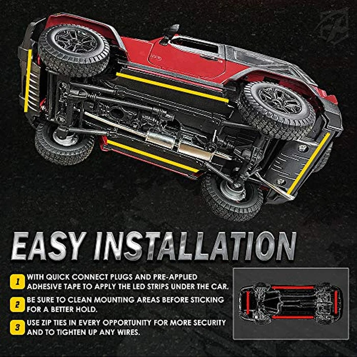 Xprite 4Pcs Underglow LED Lights for Cars, 8 Color RGB 252 LEDs Sound Active Function Music Mode Underglow Kit, Bluetooth APP & Remote Control, Waterproof Underbody Neon Strip Light for Car SUV Truck by Xprite - Image 6