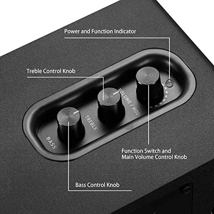 Sanyun SW208 3" Active Bluetooth 5.0 Bookshelf Speakers - 60W Carbon Fiber Speaker Unit - Built-in 24bit DAC - Dynamic 3D Surround Sound - 2.0 Computer PC Monitor Gaming Speakers (Pair, Black) by Sanyun - Image 3