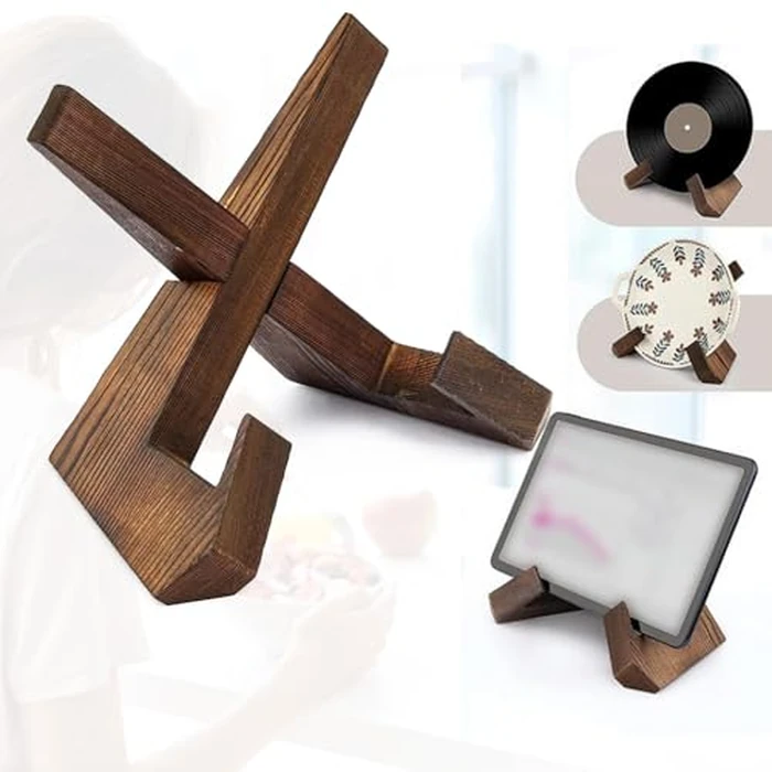 Cookbook Stand for Kitchen, Wooden Recipe Book Holder for Kitchen Counter Decor Cooking Reading Hands-Free Tablet, Cook Book Stands, Rustic Display Stand by CuiCanfla - Image 4