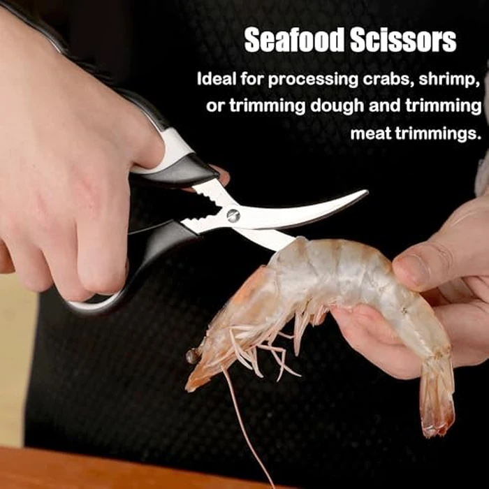 OMDAR Food Grade Kitchen Scissors All Purpose 3 Pack - Heavy Duty Stainless Steel Cooking Shears for Cutting Meat, Food, Fish, Poultry Sharp Sissors for Dishwasher Safe - with Protective Sheath by OMDAR - Image 5