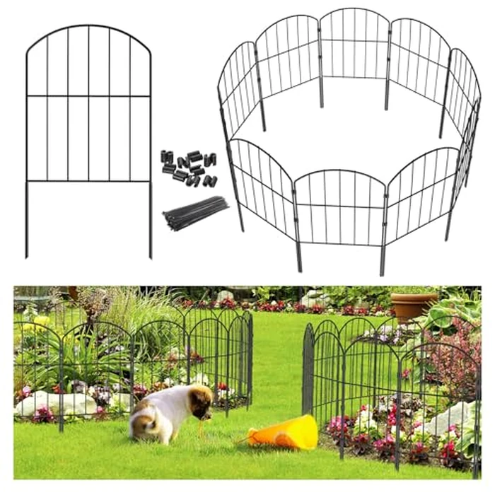 Goovilla Garden Fence, Total 20ft(L) x 24in(H) Garden Fencing Animal Barrier, 19 Pcs Rustproof Metal Fence Panels, Black No Dig Fence, Decorative Garden Fences and Borders for Dogs, Flower Bed, Patio by Goovilla - Used - Like New condition - US$47.49