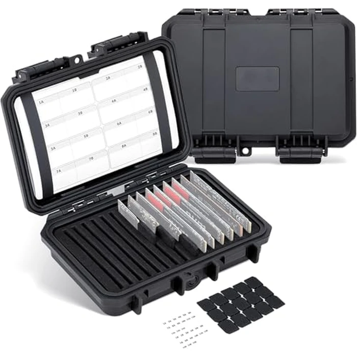 Hard Plastic 15 Slots M.2 2280 2260 2242 2240 2230 Case, Water-Resistant Shockproof M.2 SSD Holder with Label & Notepaper, 2280 SSD Card Case Vertical Style Drive Storage Box by Kiorafoto - Used - Like New condition - US$22.79