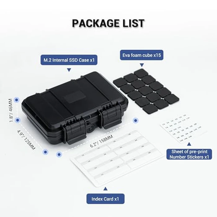Hard Plastic 15 Slots M.2 2280 2260 2242 2240 2230 Case, Water-Resistant Shockproof M.2 SSD Holder with Label & Notepaper, 2280 SSD Card Case Vertical Style Drive Storage Box by Kiorafoto - Image 8
