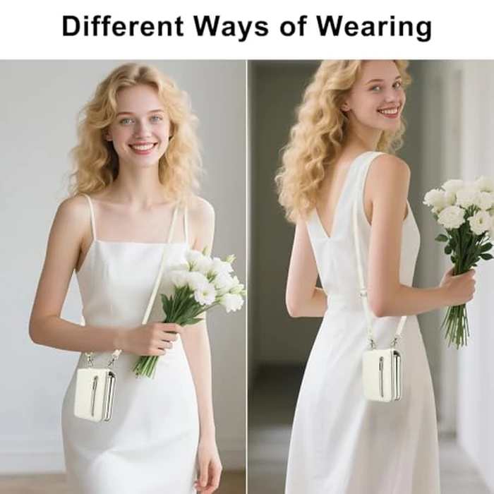 HianDier for Z Flip 7 Case Wallet with Card Holder for Women Gilrs PU Leather with Zipper Slot Detachable Crossbody Strap Shockproof Protective Flip Phone Cover for Galaxy Z Flip 7 Case, White by HianDier - Image 6