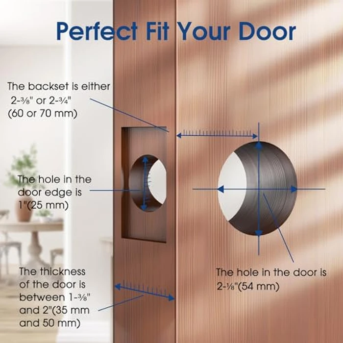 ELAMOR Smart Fingerprint Door Lock, 6-in-1 Keyless Entry Door Lock with Bluetooth App Control, Touchscreen Keypad, Easy to Install, Automatic Locking, Smart Deadbolt for Home Use, ANSI Grade 3 by ELAMOR - Image 5
