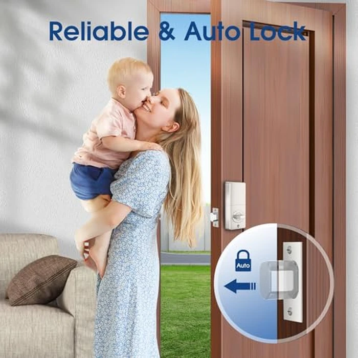 ELAMOR Smart Fingerprint Door Lock, 6-in-1 Keyless Entry Door Lock with Bluetooth App Control, Touchscreen Keypad, Easy to Install, Automatic Locking, Smart Deadbolt for Home Use, ANSI Grade 3 by ELAMOR - Image 6