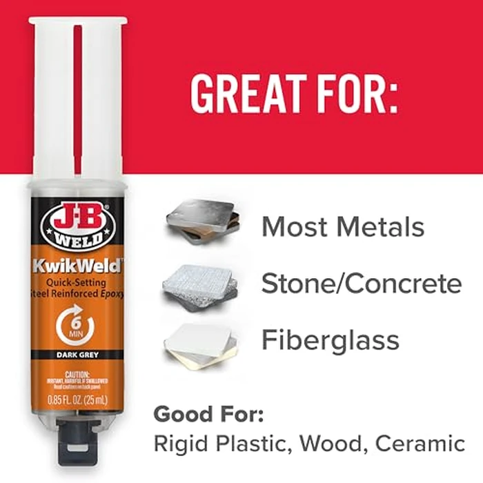 J-B Weld 6 Minute Set Epoxy KwikWeld, High Strength, Waterproof, 2 Pack, Dark Grey, 50176-2 by J-B Weld - Image 4