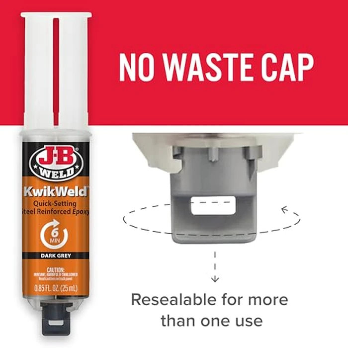 J-B Weld 6 Minute Set Epoxy KwikWeld, High Strength, Waterproof, 2 Pack, Dark Grey, 50176-2 by J-B Weld - Image 6