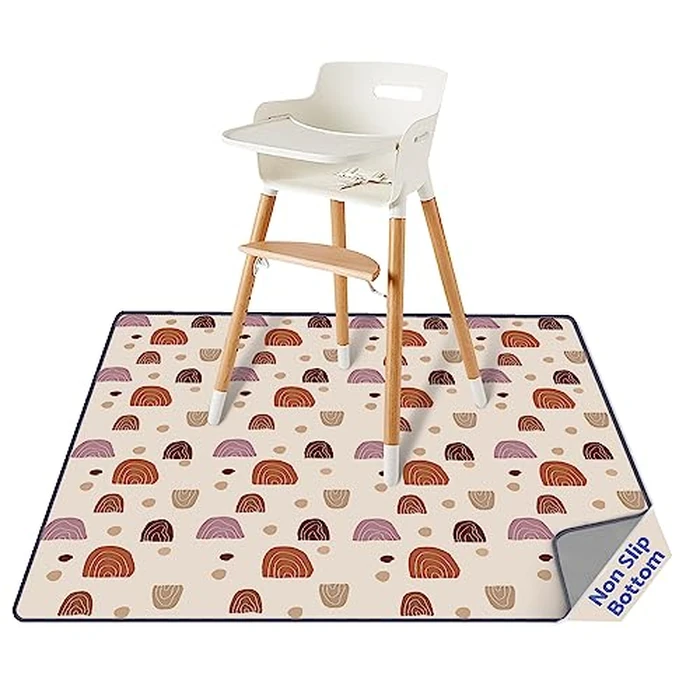 Blissful Diary Baby Splat Mat for Under High Chair, 51 x 51 Inch Boho Splash Mat, Waterproof and Washable, Anti-Slip Floor Protector for Arts, Crafts, Playtime - Rainbow by Blissful Diary - Used - Like New condition - CA$23.74