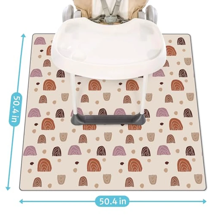 Blissful Diary Baby Splat Mat for Under High Chair, 51 x 51 Inch Boho Splash Mat, Waterproof and Washable, Anti-Slip Floor Protector for Arts, Crafts, Playtime - Rainbow by Blissful Diary - Image 3
