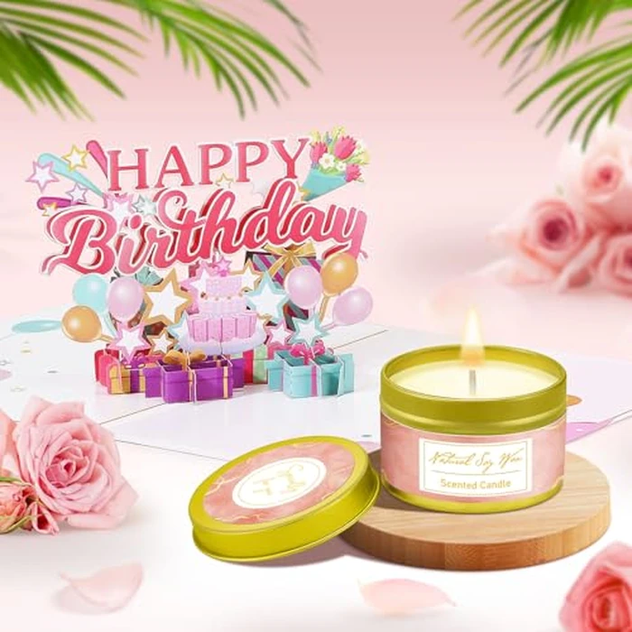 Birthday Gifts for Women Friendship, Happy Birthday Gifts Basket for Mom Friend Sister Wife Her Birthday Gift Unique, Luxury Self Care Gift Rose Relaxing Spa Gifts Set with 3D Birthday Card for Women by Wasocol - Image 4