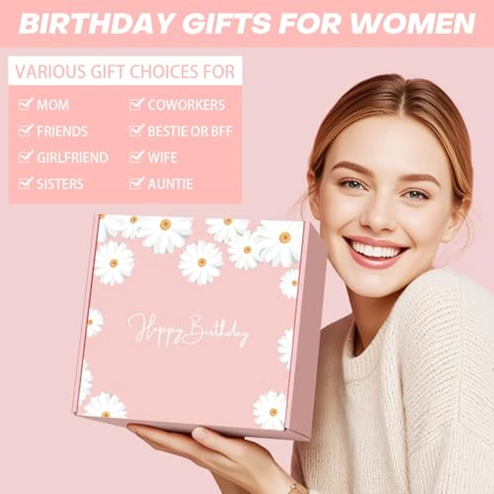 Birthday Gifts for Women Friendship, Happy Birthday Gifts Basket for Mom Friend Sister Wife Her Birthday Gift Unique, Luxury Self Care Gift Rose Relaxing Spa Gifts Set with 3D Birthday Card for Women by Wasocol - Image 7