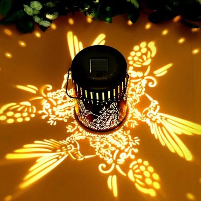 LWHZHE Hummingbird Metal Solar Lanterns Outdoor Waterproof Black Solar Lights Hanger for Garden Decor Flying Bird and Flowers Decorative Lanterns for Yard Patio Lawn or Table (Hummingbird-Round, 1) by LWHZHE - Used - Very Good condition