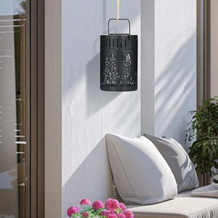 LWHZHE Hummingbird Metal Solar Lanterns Outdoor Waterproof Black Solar Lights Hanger for Garden Decor Flying Bird and Flowers Decorative Lanterns for Yard Patio Lawn or Table (Hummingbird-Round, 1) by LWHZHE - Image 7