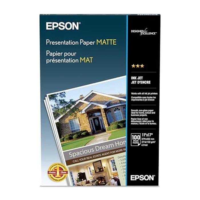 Epson Presentation Paper MATTE (11x17 Inches, 100 Sheets) (S041070),White by Epson - Used - Like New condition - US$16.11