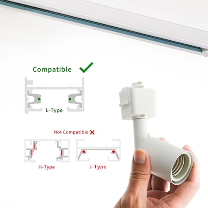 mirrea L Type Track Lighting Head to E26 Medium Screw Base Adapter Light Direction Adjustable Pack of 3 (White) by mirrea - Image 4