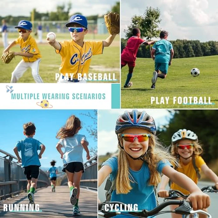 Vcarsian Kids Sunglasses Youth Baseball Sunglasses for Boys Girls 3-12 Polarized Softball Cycling Sports Goggles UV Protection by Vcarsian - Image 7