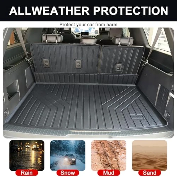 SANBAN-AXE Cargo Liner Fits for Ford Expedition Max/Lincoln Navigator L 2018-2024, All Weather Back Seat Cover Trunk Cargo Mat for Expedition Accessories (Backrest Mat+Trunk Mat)(Only for Max & L) by SANBAN-AXE - Image 4