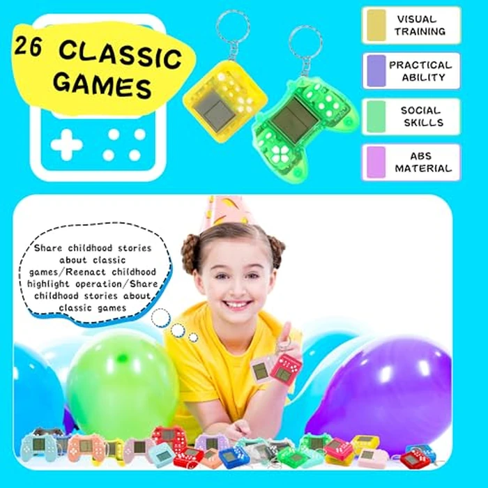 Conagel 24 Pack Video Game Keychains Video Game Party Favors Mini MultiColors Gamepad Keychain Bulk for Kids Birthday Party Supplies Goodies Bags Stuffer by Conagel - Image 3