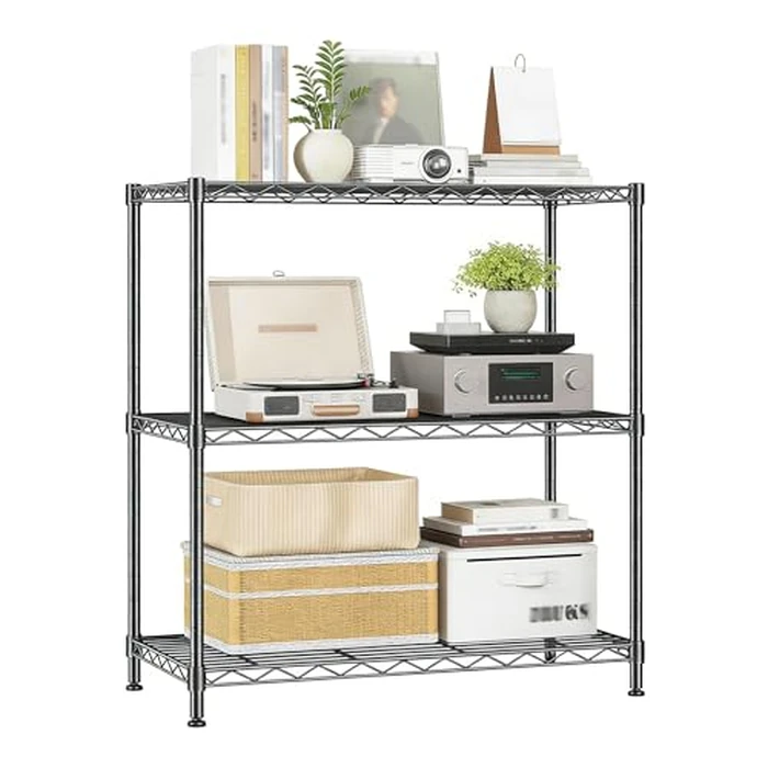 Xcity Storage Shelves, 3 Tier Heavy Duty Metal Shelving Unit with Wheels, 1050 LBS Adjustable Steel Wire Shelf for Commercial, Pantry, Kitchen, Garage, 14" D x 24" W x 30" H, Black by Xcity - Image 1