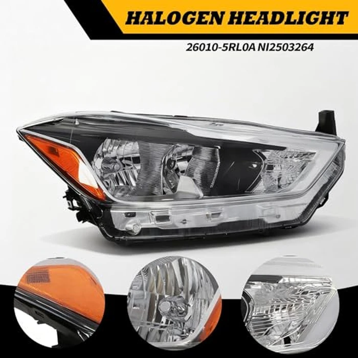 Jecoupoon Right Halogen Headlight Compatible with Kicks S/SR/SV 2018-2020 W/O Bulb Headlamp Passenger side Front Light 260105RL0A NI2503264 by Jecoupoon - Image 3