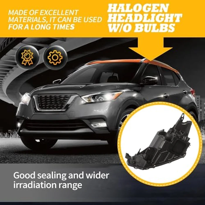 Jecoupoon Right Halogen Headlight Compatible with Kicks S/SR/SV 2018-2020 W/O Bulb Headlamp Passenger side Front Light 260105RL0A NI2503264 by Jecoupoon - Image 7