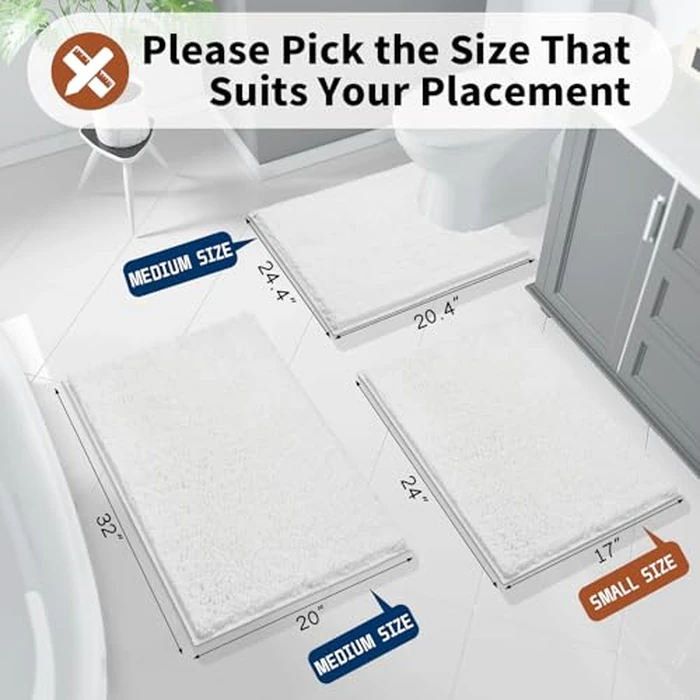 Yimobra Toilet Rugs U Shaped Washable - 24"x20" Non Slip Plush Contour Bath Rugs for Toilet - Super Soft Absorbent Quick Dry Toilet Mats for Bathroom,White by Yimobra - Image 2