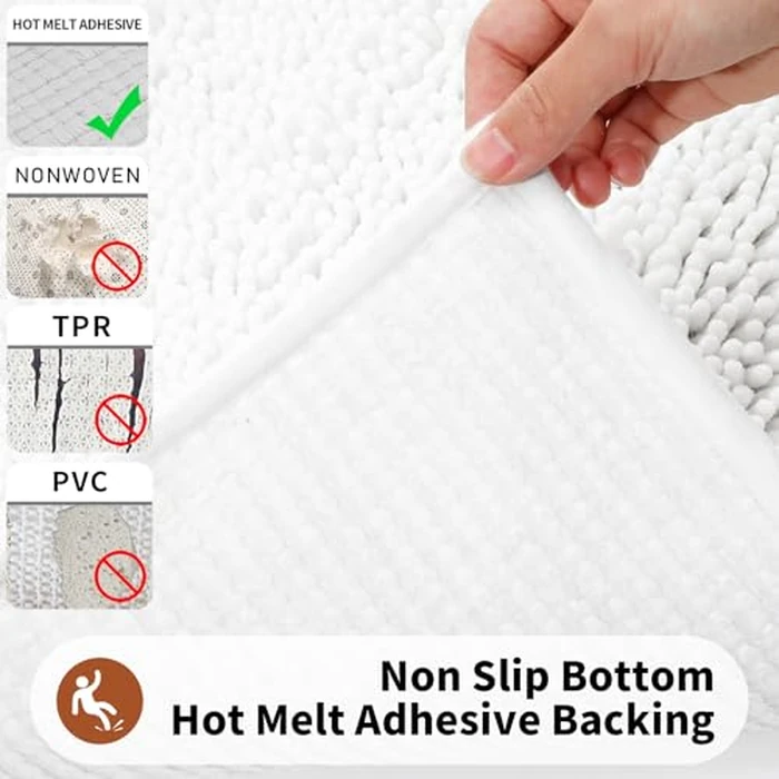 Yimobra Toilet Rugs U Shaped Washable - 24"x20" Non Slip Plush Contour Bath Rugs for Toilet - Super Soft Absorbent Quick Dry Toilet Mats for Bathroom,White by Yimobra - Image 5