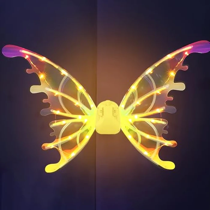 Electric LED Light Up Fairy Wings, Sparkling Elf Angel Costume with Music for Kids Girls Women Pets (Yellow) by Anxciyr - Used - Like New condition - US$20.05