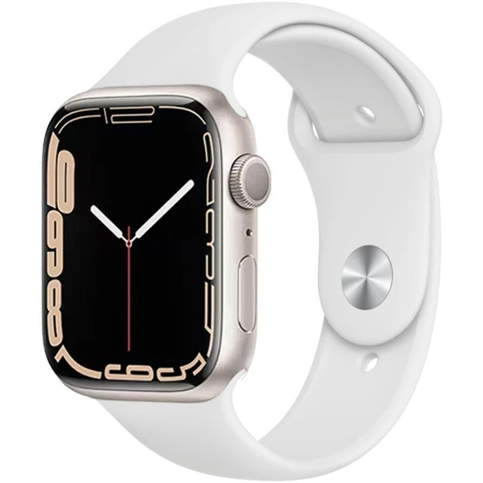 Apple Watch Series 7 (Cellular + GPS) - 32GB - 45mm - Starlight Aluminum Case with White Rubber Sport Band by Apple - Refurbished - Excellent condition