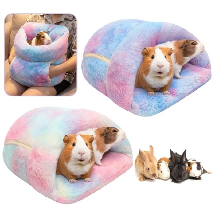 Wenqik 2 Pcs Guinea Pig Hideouts Guinea Pig Bed Washable Bunny Bedding Cuddle Warm Small Pet Sack Supplies Portable Pet Carrier Cage Nest Accessories for Cage(Gradient Colors,Blending) by Wenqik - Used - Like New condition - US$20.89