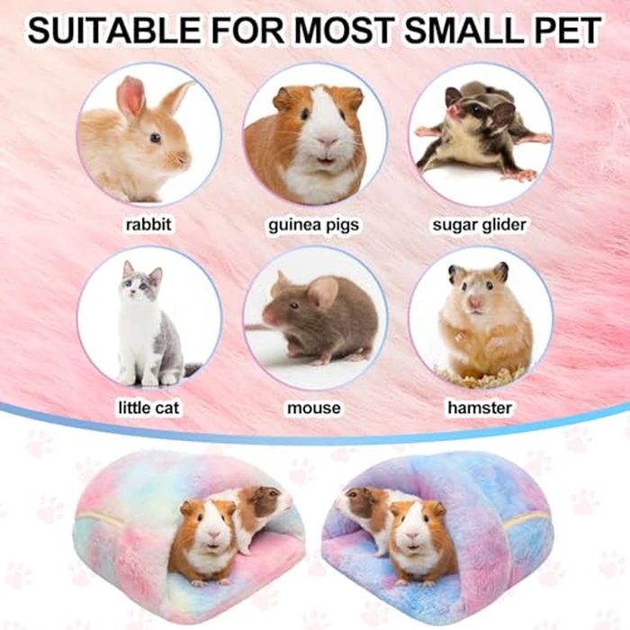 Wenqik 2 Pcs Guinea Pig Hideouts Guinea Pig Bed Washable Bunny Bedding Cuddle Warm Small Pet Sack Supplies Portable Pet Carrier Cage Nest Accessories for Cage(Gradient Colors,Blending) by Wenqik - Image 3