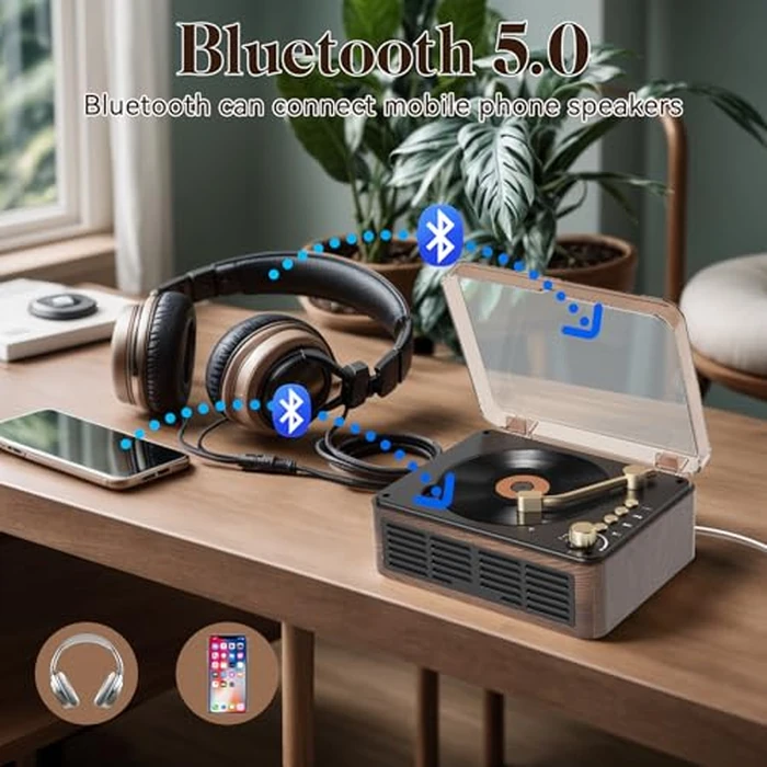Gueray CD Player with Speakers HiFi Stereo Sound for Home,Bluetooth Retro Wood CD Music Players FM Radio with Remote Control,Support USB & AUX Playback by Gueray - Image 3