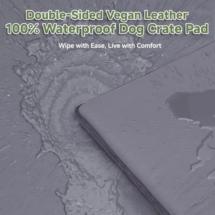 WAYIMPRESS Dog Crate Pad, Double-Sided Waterproof Crate Mat Bed, Outdoor Kennel Mat Pet Sleeping for Medium Large Dogs, Waterproof, Wipeable, Anti-Slip, Kennel Pads 35 x 22 Inch, Dark Gray by WAYIMPRESS - Image 2